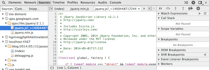 Screenshot of development jQuery.
