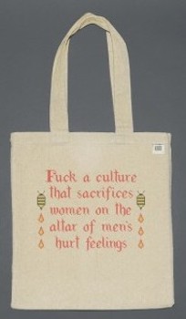 fuck your culture in cross stitch tote bag