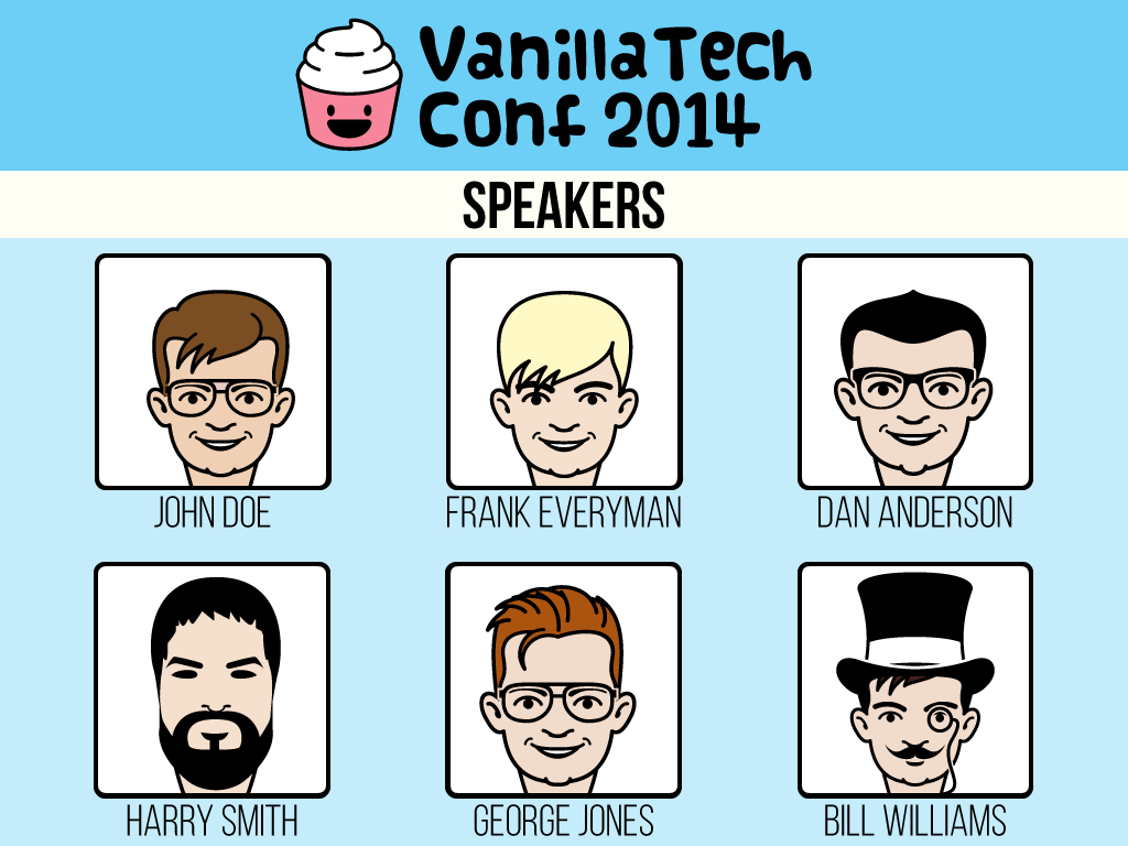speaker lineup with all male speakers