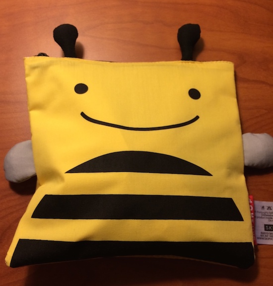 square bag shaped like a happy bee