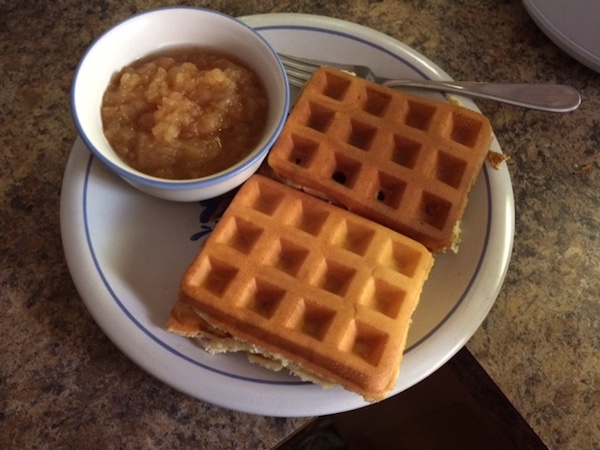 waffles with homemade applesauce