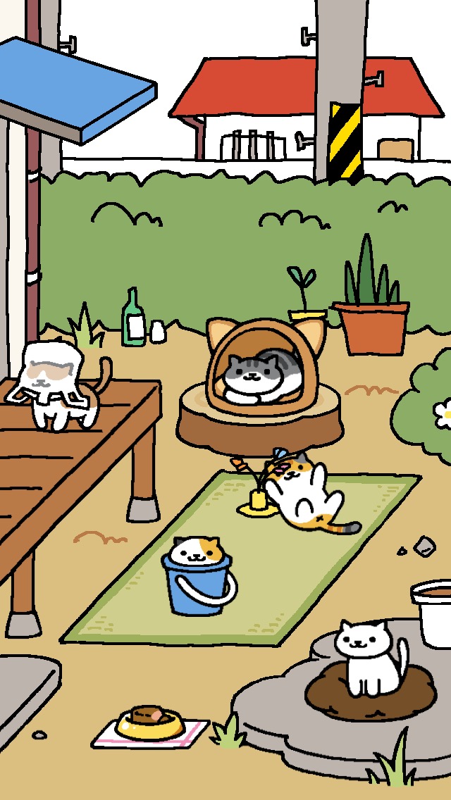 screenshot of cartoon cats from neko atsume game