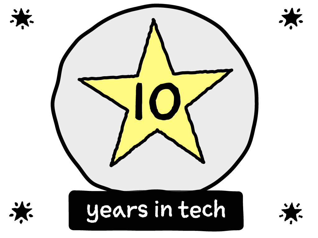 Slide content: award for 10 years in tech