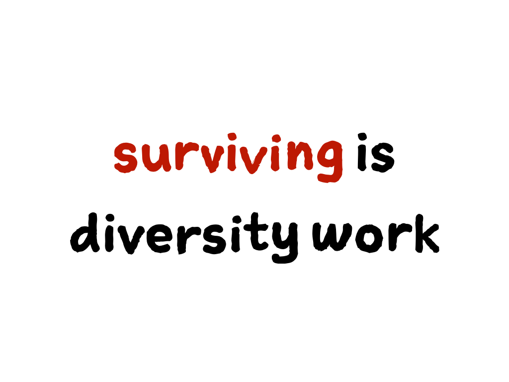 Slide content: surviving is diversity work